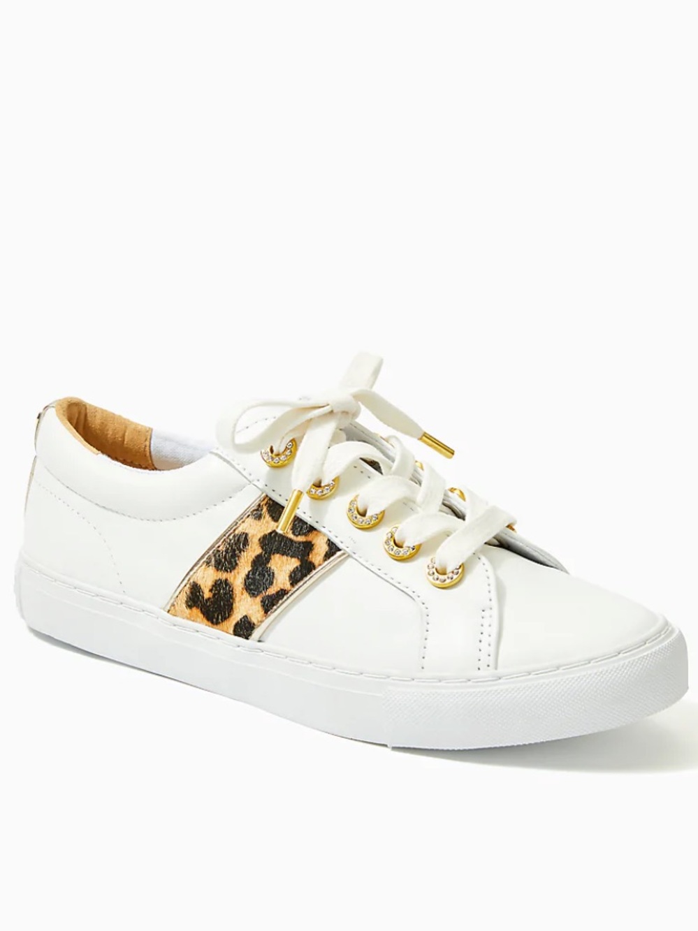 LILLY PULITZER LUX HALLIE SNEAKER -Leopard Stripe white 8 1/2